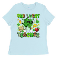 Baby Blue one lucky teacher Ladies Tee - Artiststas