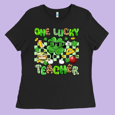 One Lucky Teacher Ladies Tee Designed By Artiststas