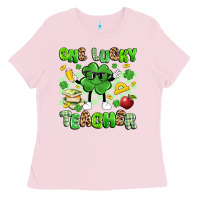 Bubblegum Pink one lucky teacher Ladies Tee - Artiststas