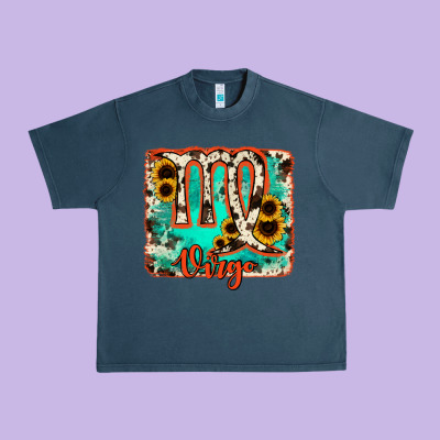 Virgo Turquoise Cowhide Urban Heavy Tee Designed By Ranaportraitstore