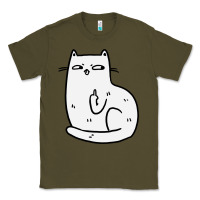 Army Green cat giving the finger Classic Tee - linhVisuals