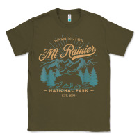 Army Green mount rainier national park washington usa vacation hiking Classic Tee - linhVisuals