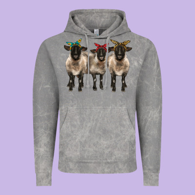 3 Sheeps Suffolk Ewe With Bandana Vintage Hoodie Designed By Barkaloodesign