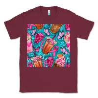 Burgundy breast cancer coffee cups with butterfly seamless pattern bbs Classic Tee - BundleAndBundleShop