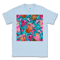 Dusty Blue breast cancer coffee cups with butterfly seamless pattern bbs Classic Tee - BundleAndBundleShop