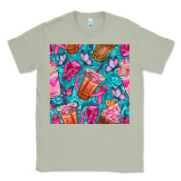 Matcha breast cancer coffee cups with butterfly seamless pattern bbs Classic Tee - BundleAndBundleShop