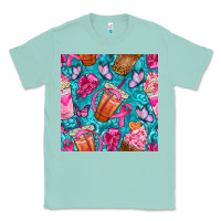 Seafoam breast cancer coffee cups with butterfly seamless pattern bbs Classic Tee - BundleAndBundleShop