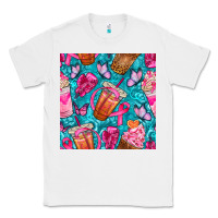 White breast cancer coffee cups with butterfly seamless pattern bbs Classic Tee - BundleAndBundleShop