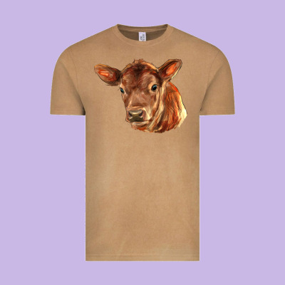 Red Angus Calf Face Vintage Tee Designed By Lillyallendesigns