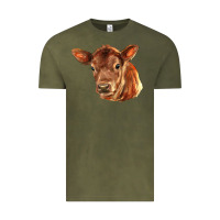 Vintage Olive red angus calf face Vintage Tee - LillyAllenDesigns