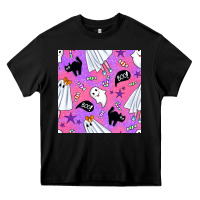 Black cute ghost halloween seamless pattern Heavy Core Tee - BundleAndBundleShop