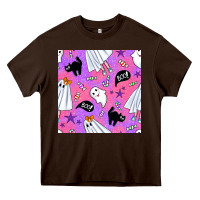 Chocolate Brown cute ghost halloween seamless pattern Heavy Core Tee - BundleAndBundleShop