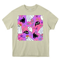 Mossy cute ghost halloween seamless pattern Heavy Core Tee - BundleAndBundleShop