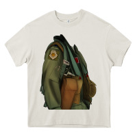 Cream english pointer airforce Heavy Core Tee - RanaPortraitStore