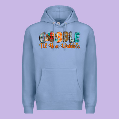Gobble Till You Wobble Premium Hoodie Designed By Barkaloodesign