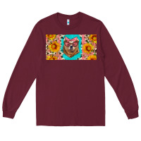 Burgundy mama bear with sunflowers and glasses license plate Long Sleeve Tee - Artiststas