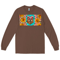 Chestnut mama bear with sunflowers and glasses license plate Long Sleeve Tee - Artiststas
