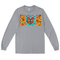 Heather Grey mama bear with sunflowers and glasses license plate Long Sleeve Tee - Artiststas
