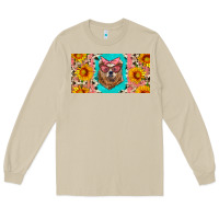 Mushroom mama bear with sunflowers and glasses license plate Long Sleeve Tee - Artiststas