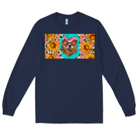 Navy mama bear with sunflowers and glasses license plate Long Sleeve Tee - Artiststas