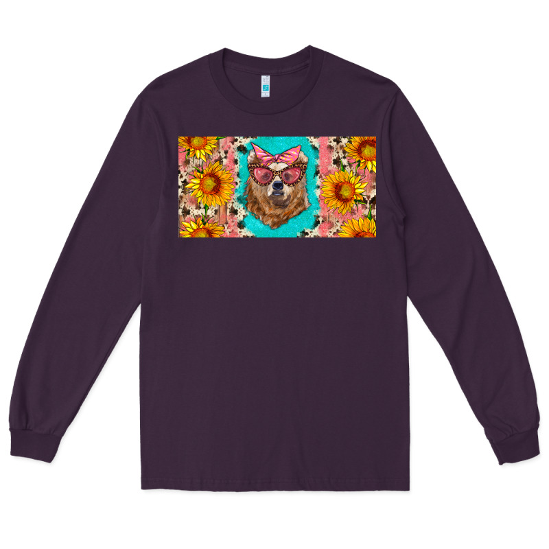 Mama Bear With Sunflowers And Glasses License Plate Long Sleeve Tee by Artiststas | Teevron