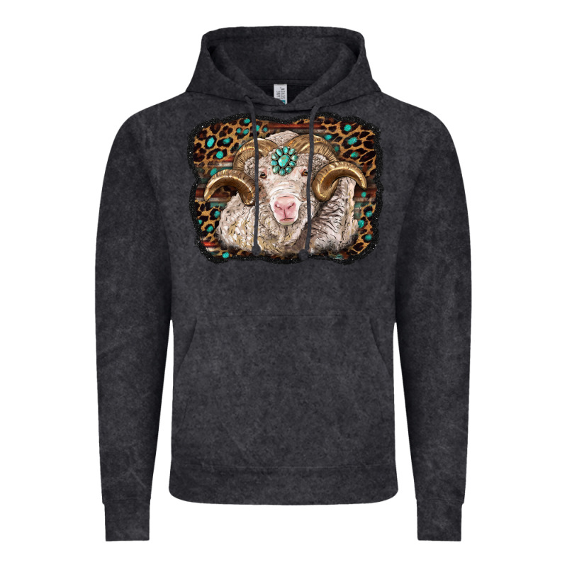 Merino Ram With Leopard Background Vintage Hoodie by BarkalooDesign | Teevron
