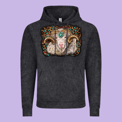 Merino Ram With Leopard Background Vintage Hoodie Designed By Barkaloodesign