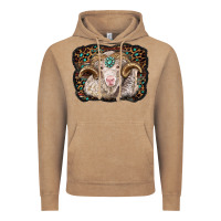 Vintage Coffee merino ram with leopard background Vintage Hoodie - BarkalooDesign