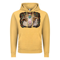 Vintage Mustard merino ram with leopard background Vintage Hoodie - BarkalooDesign