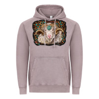 Vintage Zinc merino ram with leopard background Vintage Hoodie - BarkalooDesign