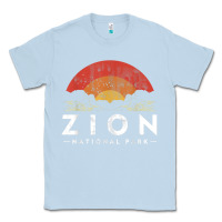 Dusty Blue retro zion national park us vintage utah adventure hiking Classic Tee - linhVisuals