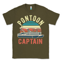 Army Green pontoon captain vintage boating party funny gift for pontooning lover Classic Tee - linhVisuals