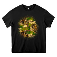 Black camouflage and leopard patch Heavy Core Tee - BundleAndBundleShop