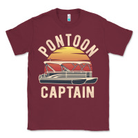 Burgundy retro pontoon captain of the boat funny river cruising gift for pontoo Classic Tee - linhVisuals