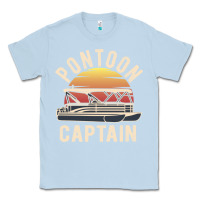Dusty Blue retro pontoon captain of the boat funny river cruising gift for pontoo Classic Tee - linhVisuals