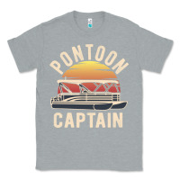 Heather Grey retro pontoon captain of the boat funny river cruising gift for pontoo Classic Tee - linhVisuals