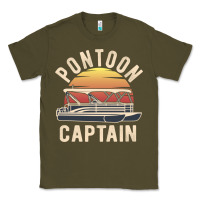 Army Green retro pontoon captain of the boat funny river cruising gift for pontoo Classic Tee - linhVisuals