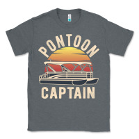 Charcoal Heather retro pontoon captain of the boat funny river cruising gift for pontoo Classic Tee - linhVisuals