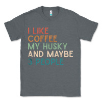 Charcoal Heather siberian husky dog i like coffee my husky and maybe 3 people vintage d Classic Tee - linhVisuals