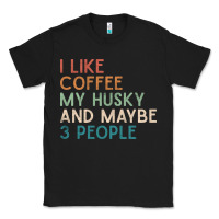 Black siberian husky dog i like coffee my husky and maybe 3 people vintage d Classic Tee - linhVisuals