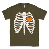 Army Green skeleton rib case orange pumpkin heart vintage halloween anatomy costu Classic Tee - linhVisuals