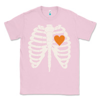 Bubblegum Pink skeleton rib case orange pumpkin heart vintage halloween anatomy costu Classic Tee - linhVisuals