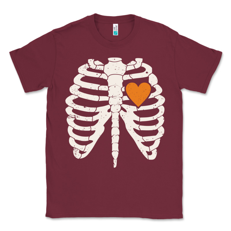 Skeleton Rib Case Orange Pumpkin Heart Vintage Halloween Anatomy Costu Classic Tee by linhVisuals | Teevron