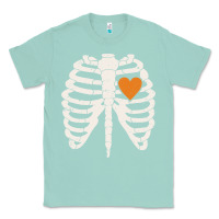 Seafoam skeleton rib case orange pumpkin heart vintage halloween anatomy costu Classic Tee - linhVisuals