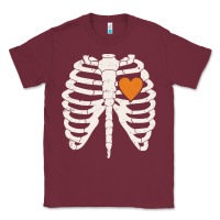 Burgundy skeleton rib case orange pumpkin heart vintage halloween anatomy costu Classic Tee - linhVisuals