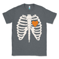 Charcoal Heather skeleton rib case orange pumpkin heart vintage halloween anatomy costu Classic Tee - linhVisuals