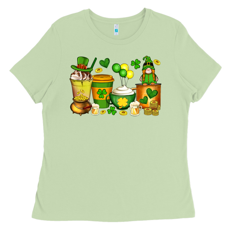 St Patrick's Day Coffee Cups With Gnome Ladies Tee by Artiststas | Teevron