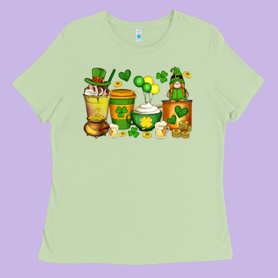 St Patrick's Day Coffee Cups With Gnome Ladies Tee Designed By Artiststas