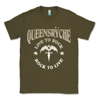 Army Green ‘Qüëënsrÿche Live To ock Classic Tee - linhVisuals