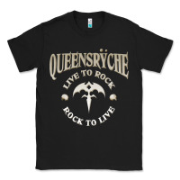 Black ‘Qüëënsrÿche Live To ock Classic Tee - linhVisuals
